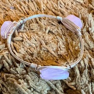 Bourbon and Bowties Silver Bracelet with three Light Pink Stones